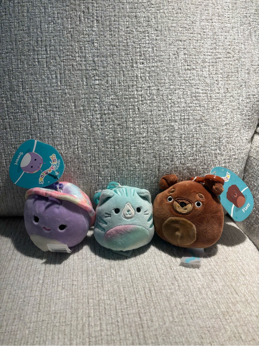 Squishmallows Plush Trio - Purple, Teal & Brown Mini Characters
